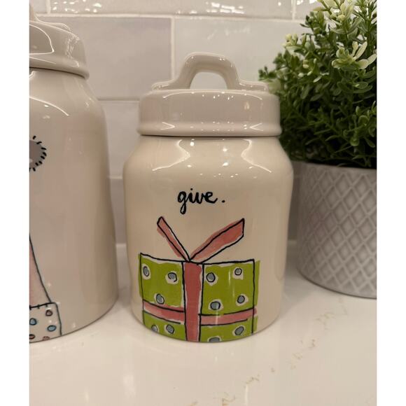 Rae Dunn Merry and Give Watercolor Christmas Canisters - Picture 3 of 13